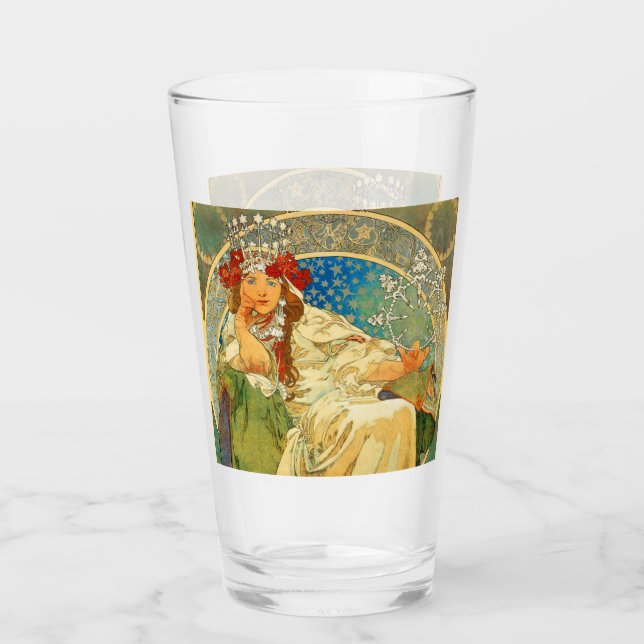 Alphonse Mucha Art Nouveau Princess Hyacinth Glas (Vorderseite)