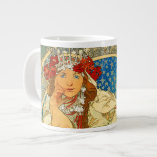 Alphonse Mucha Art Nouveau Princess Hyacinth Jumbo-Tasse