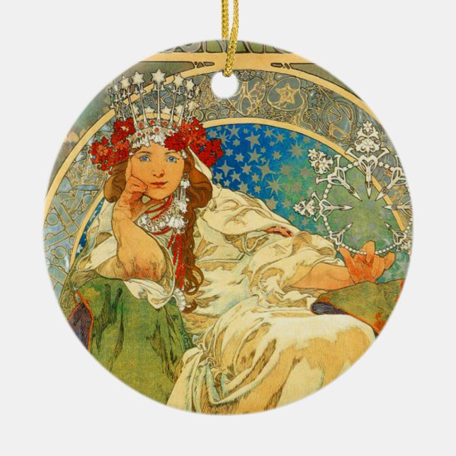 Alphonse Mucha Art Nouveau Princess Hyacinth Keramik Ornament (Vorne)