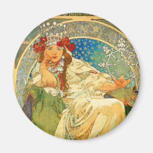 Alphonse Mucha Art Nouveau Princess Hyacinth Magnet
