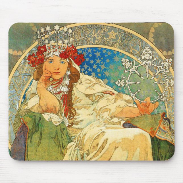 Alphonse Mucha Art Nouveau Princess Hyacinth Mousepad (Vorne)