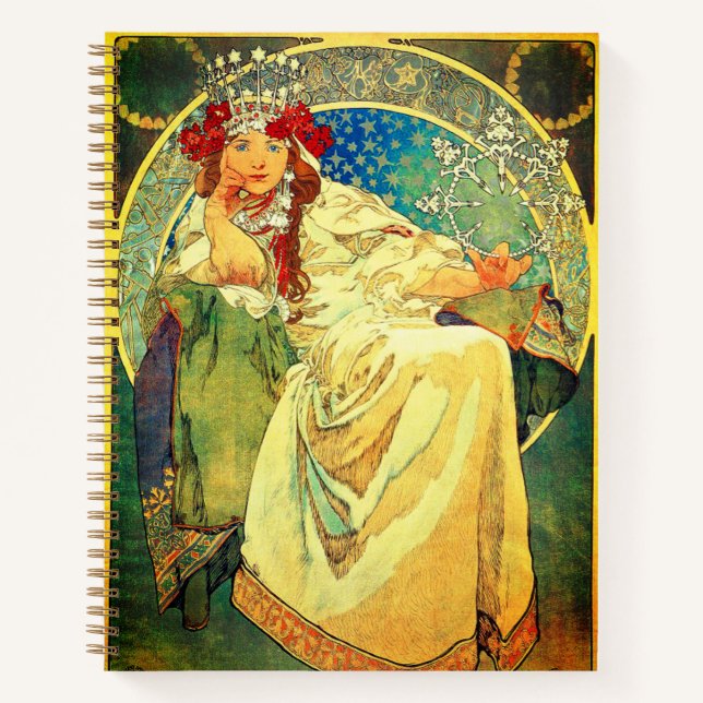 Alphonse Mucha Art Nouveau Princess Hyacinth Notizbuch (Vorderseite)