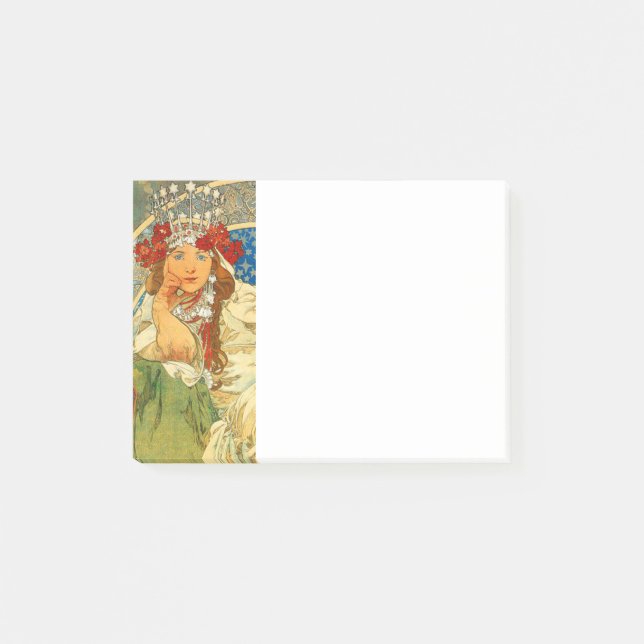 Alphonse Mucha Art Nouveau Princess Hyacinth Post-it Klebezettel (Vorderseite)