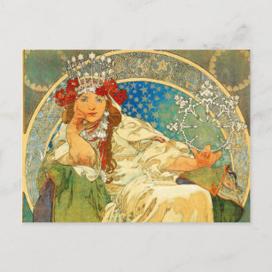 Alphonse Mucha Art Nouveau Princess Hyacinth Postkarte