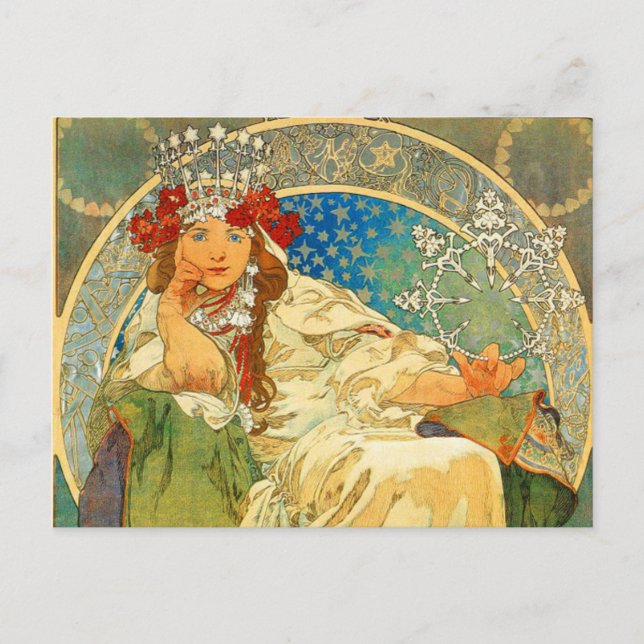 Alphonse Mucha Art Nouveau Princess Hyacinth Postkarte (Vorderseite)