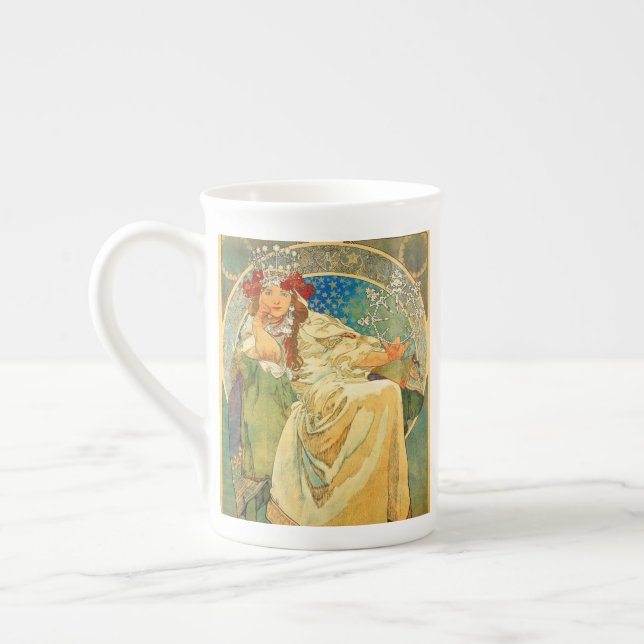 Alphonse Mucha Art Nouveau Princess Hyacinth Prozellantasse (Links)