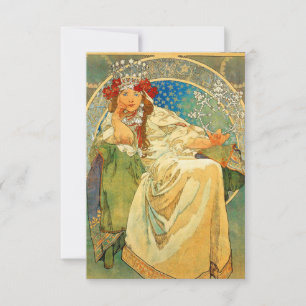 Alphonse Mucha Art Nouveau Princess Hyacinth RSVP Karte