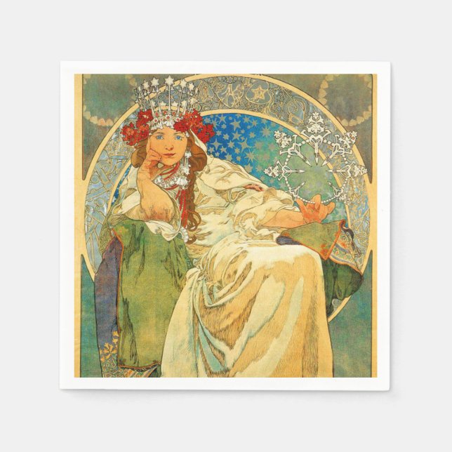 Alphonse Mucha Art Nouveau Princess Hyacinth Serviette (Vorderseite)