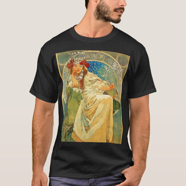Alphonse Mucha Art Nouveau Princess Hyacinth T-Shirt (Vorderseite)