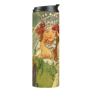 Alphonse Mucha Art Nouveau Princess Hyacinth Thermosbecher