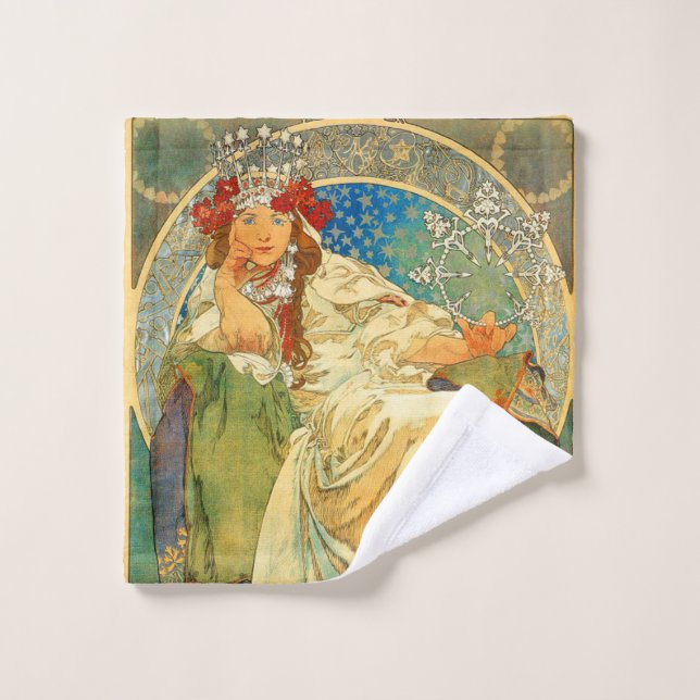 Alphonse Mucha Art Nouveau Princess Hyacinth Waschlappen (Waschlappen)
