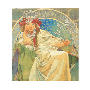 Alphonse Mucha Art Nouveau Prinzessin Hyacinth Notizblock