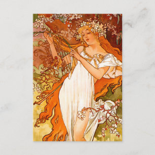 Alphonse Mucha Art Nouveau Spring Begleitkarte