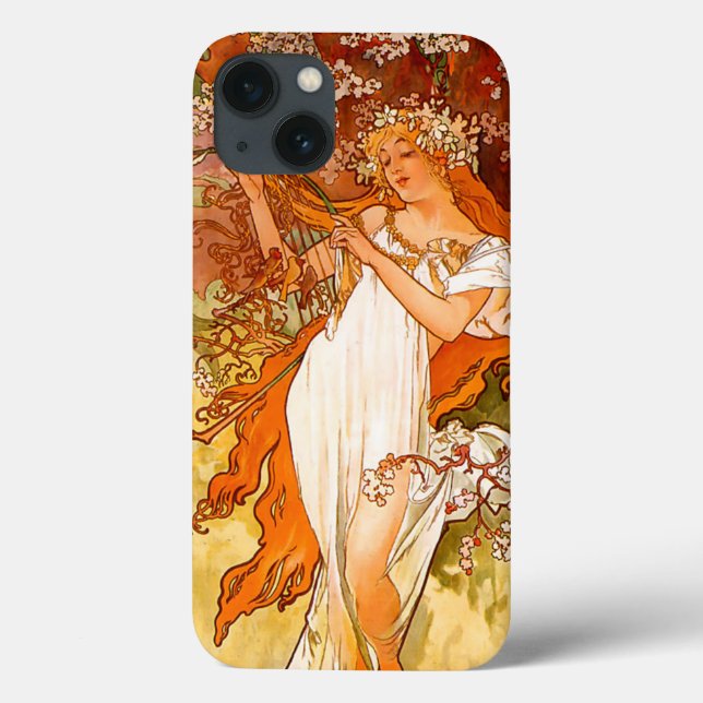 Alphonse Mucha Art Nouveau Spring Case-Mate iPhone Hülle (Rückseite)