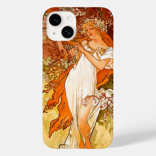 Alphonse Mucha Art Nouveau Spring Case-Mate iPhone Hülle (Rückseite)