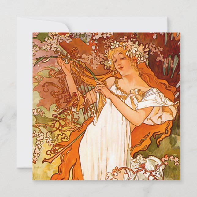 Alphonse Mucha Art Nouveau Spring Einladung (Vorderseite)
