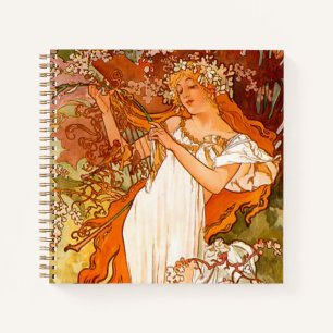 Alphonse Mucha Art Nouveau Spring Notizbuch