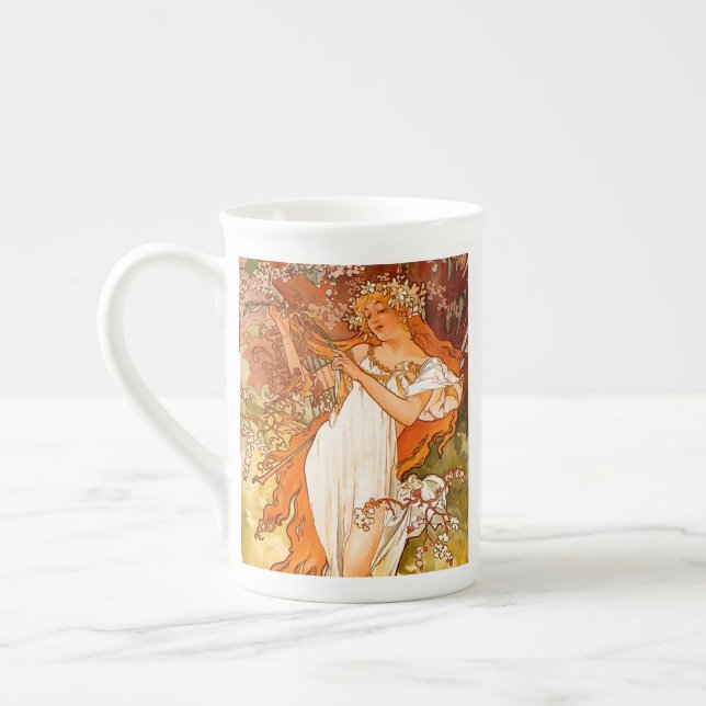Alphonse Mucha Art Nouveau Spring Prozellantasse (Links)