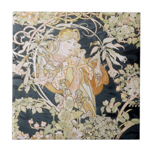 Alphonse Mucha Art Nouveau Tiles Fliese