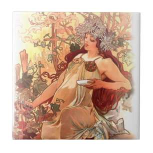 Alphonse Mucha Art Nouveau Tiles Fliese