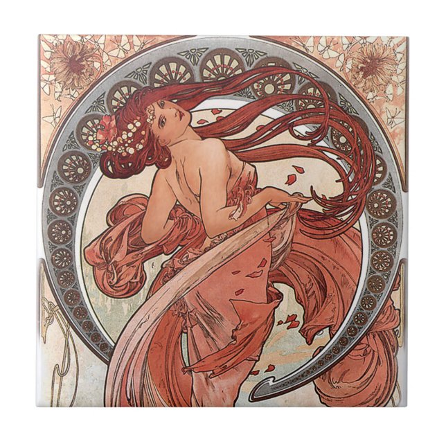 Alphonse Mucha Art Nouveau Tiles Fliese (Vorderseite)