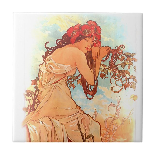 Alphonse Mucha Art Nouveau Tiles Fliese (Vorderseite)