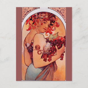 Alphonse Mucha,Art nouveau,vintage,Obst,Reprodukti Postkarte