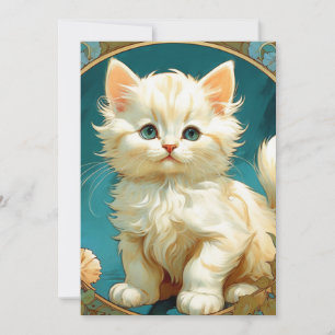 Alphonse Mucha Art Nouveau White Cat Einladung