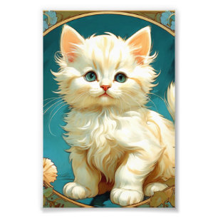 Alphonse Mucha Art Nouveau White Cat Fotodruck