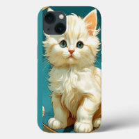Alphonse Mucha Art Nouveau White Cat