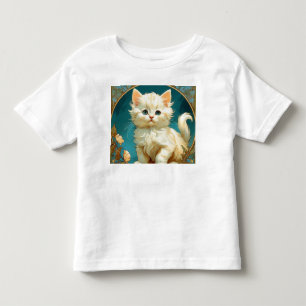 Alphonse Mucha Art Nouveau White Cat Kleinkind T-shirt
