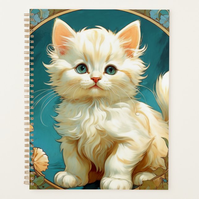 Alphonse Mucha Art Nouveau White Cat Planer (Vorderseite)