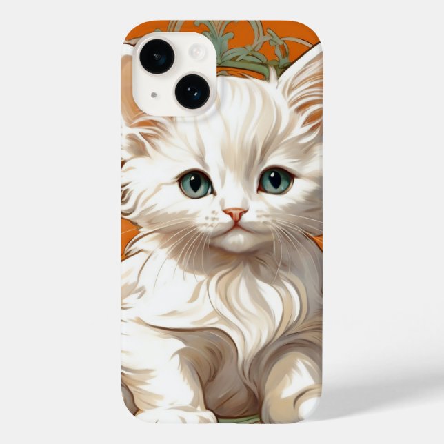 Alphonse Mucha Art Nouveau White Kitten Case-Mate iPhone Hülle (Rückseite)