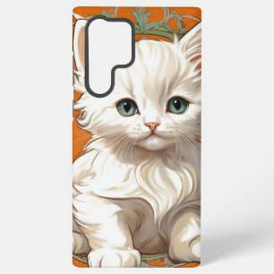 Alphonse Mucha Art Nouveau White Kitten Samsung Galaxy Hülle