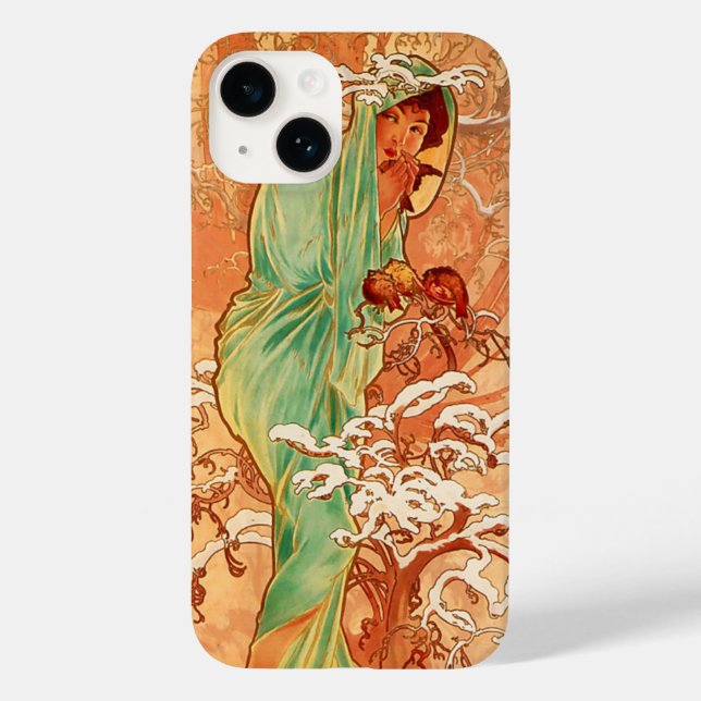 Alphonse Mucha Art Nouveau Winter Case-Mate iPhone Hülle (Rückseite)