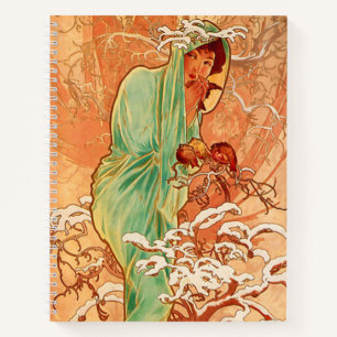 Alphonse Mucha Art Nouveau Winter Notizbuch