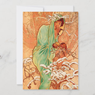 Alphonse Mucha Art Nouveau Winter Save The Date