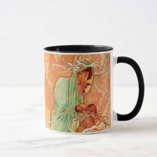 Alphonse Mucha Art Nouveau Winter Tasse
