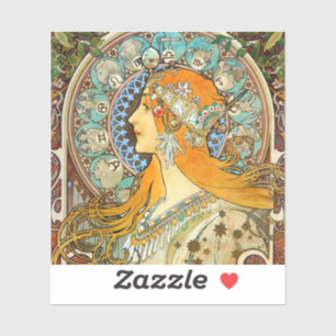 Alphonse Mucha Art Nouveau Zodiac Aufkleber