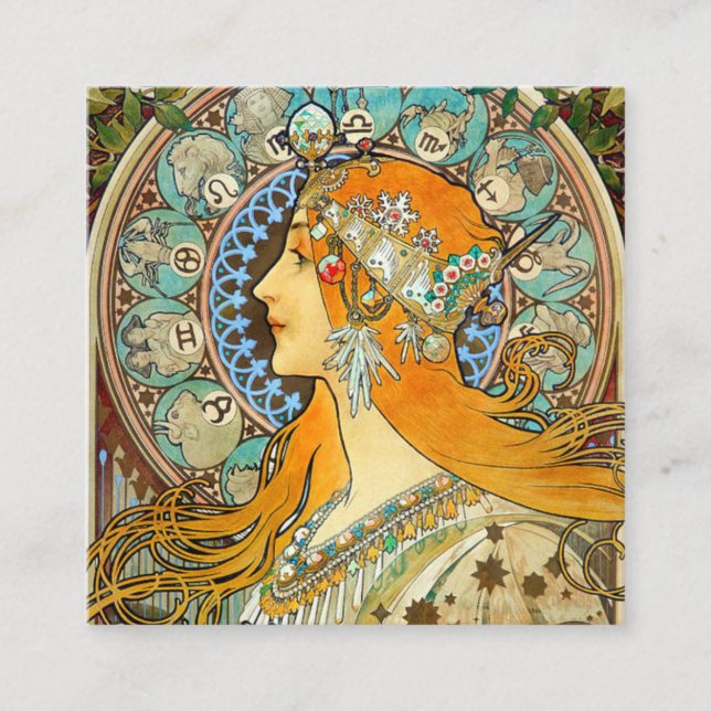 Alphonse Mucha Art Nouveau Zodiac Begleitkarte (Vorderseite)