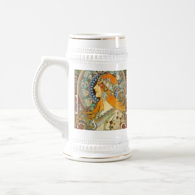 Alphonse Mucha Art Nouveau Zodiac Bierglas (Links)