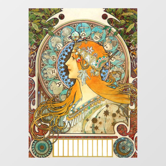 Alphonse Mucha Art Nouveau Zodiac Fensteraufkleber (Blatt)