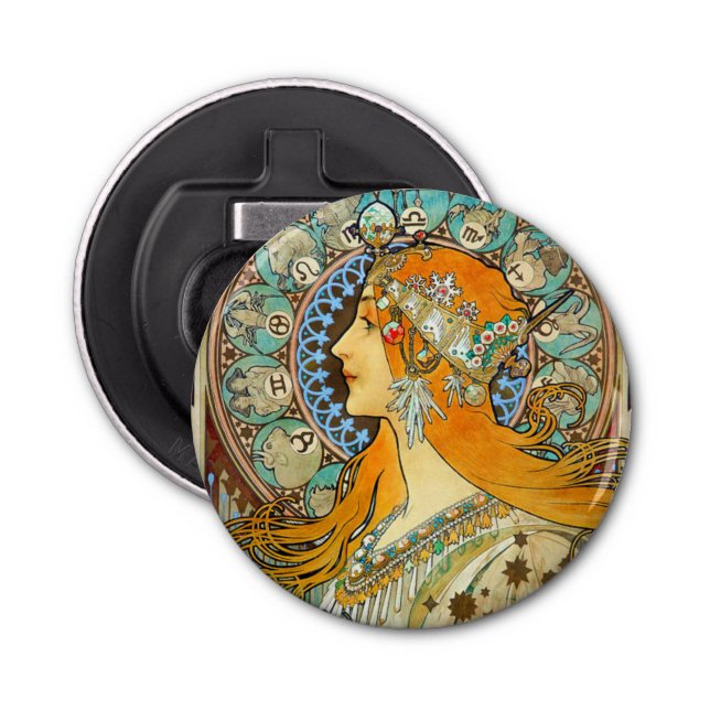 Alphonse Mucha Art Nouveau Zodiac Flaschenöffner (Vorderseite)