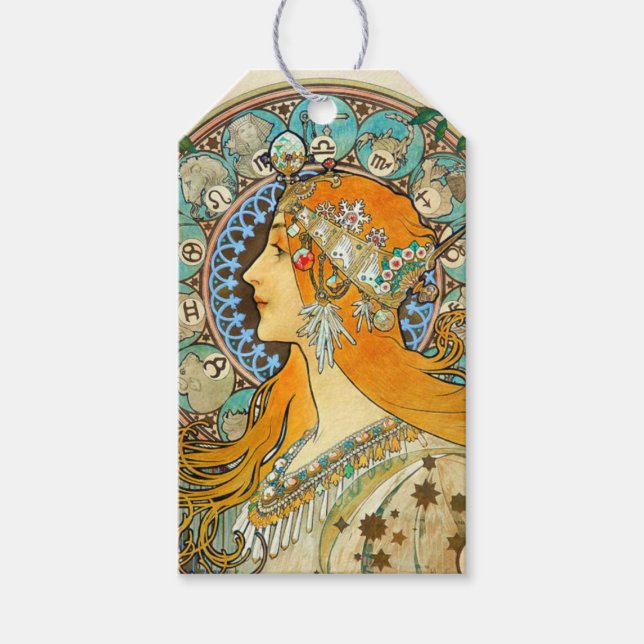 Alphonse Mucha Art Nouveau Zodiac Geschenkanhänger (Vorderseite)