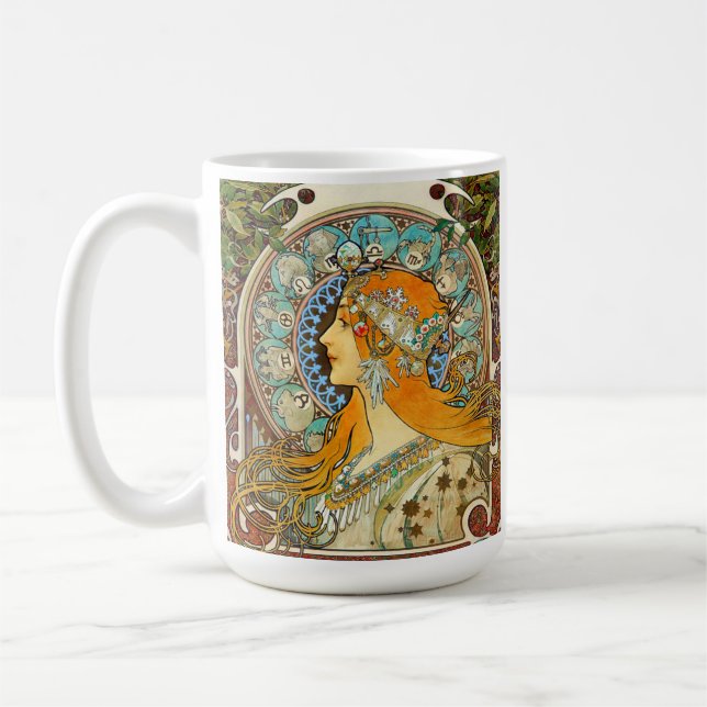 Alphonse Mucha Art Nouveau Zodiac Kaffeetasse (Links)