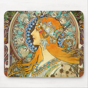 Alphonse Mucha Art Nouveau Zodiac Mousepad