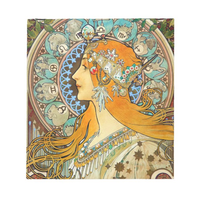 Alphonse Mucha Art Nouveau Zodiac Notizblock (Vorderseite)