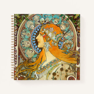 Alphonse Mucha Art Nouveau Zodiac Notizbuch