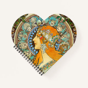 Alphonse Mucha Art Nouveau Zodiac Notizbuch