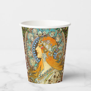 Alphonse Mucha Art Nouveau Zodiac Pappbecher